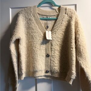 Lucky Brand Cream Sherpa Textured Cardigan